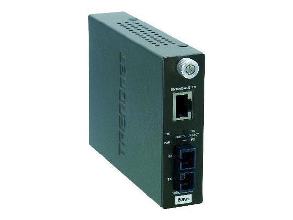 TRENDnet TFC-110 S60 - Valokuitumuuntaja - 100Mb LAN - 10Base-T, 100Base-FX, 100Base-TX - SC enkelttilstand / RJ-45 - op til 60 km - TAA-yhteensopi... TRENDnet TFC-110 S60 - Valokuitumuuntaja - 100Mb LAN - 10Base-T, 100Base-FX, 100Base-TX - SC enkelttilstand / RJ-45 - op til 60 km - TAA-yhteensopi...