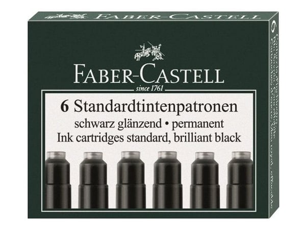 Faber-Castell mustepatruunat standard musta, Sort, 6 kpl, Sort