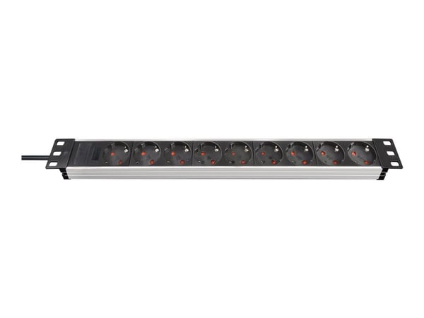 brennenstuhl Premium-Alu-Line - pistorasia (rack-versio) - lähtöliittimet: 9 - 1U - 19" - 2 m - musta, alumiini