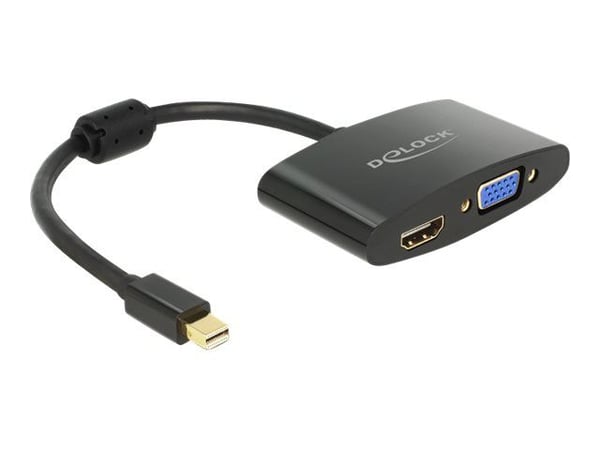 Delock - Video adapter - DisplayPort (hann) til HD-15 (VGA), HDMI (hunn) - 18 cm - svart
