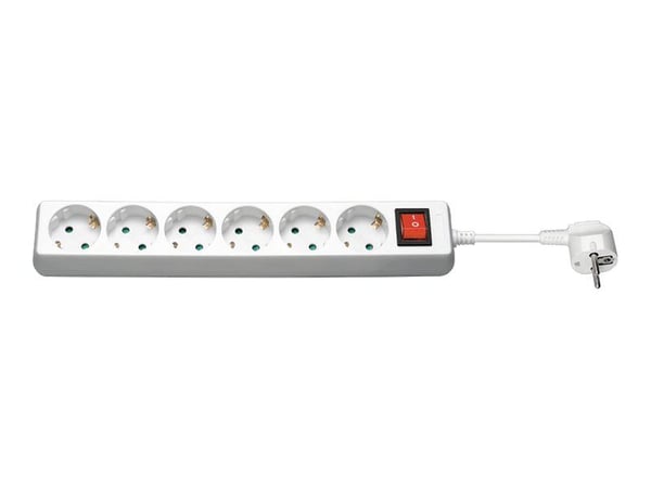 goobay NK 600S-150 CS - Tehonjakoyksikkö - AC 250 V - 3500 Watt - tulo: virta - lähtöliittimet: 6 - 1,5 m johto - valkoinen - valkoinen