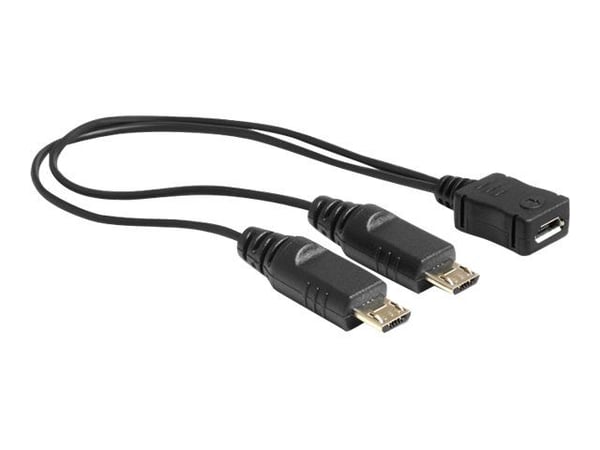 DeLOCK - USB-kaapeli - Micro-USB Type B (han) til Micro-USB Type B (hun) - 20,5 cm - lajittelu - lajittelu