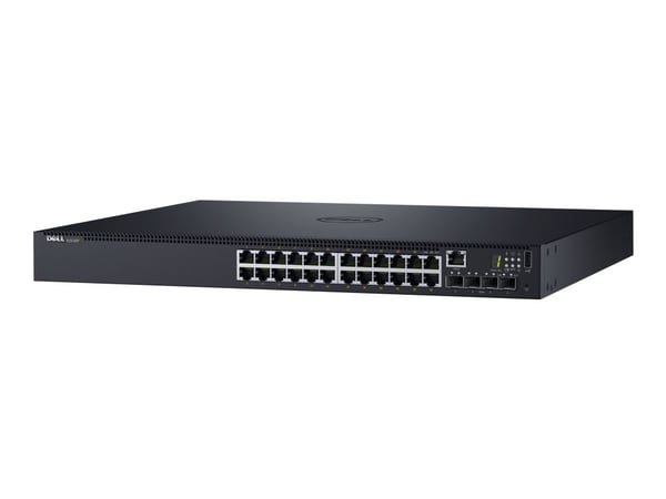 Dell Networking N1524P - Switch - L2+ - Styrt - 24 x 10/100/1000 + 4 x 10 Gigabit SFP+ - front til bakside-luftflyt - rackmonterbar - PoE+ (30.8 W)
