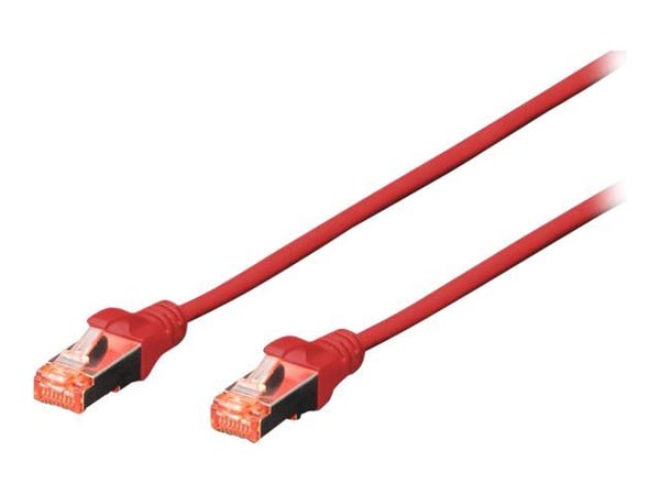 DIGITUS - Koblingskabel - RJ-45 (hann) til RJ-45 (hann) - SFTP - CAT 6a - med støvel, halogenfri, formstøpt, uten hindringer, flertrådet - rød, RAL...