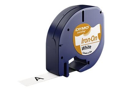 Labeltape DYMO LetraTAG 12mm x 2m hvid stryg-på-tape