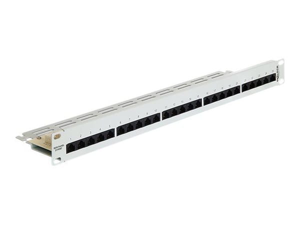 Delock - Koblingspanel - CAT 3 - RJ-45 X 25 - lysegrå, RAL 7035 - 1U - 19"