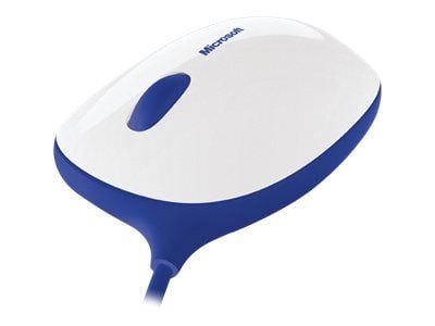 Microsoft Express Mouse - Mus - høyre- og venstrehåndet - optisk - 3 knapper - kablet - USB - hvit, blå
