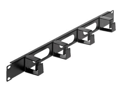 Intellinet 19" Cable Management Panel, 1U, 4 short plastic rings, Black - Rackkabelstyringspanel - svart, RAL 9005 - 1U - 19"