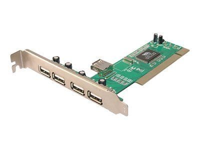 LogiLink USB 2.0 PCI Kart, 4 + 1 port, VIA Chipsatz med ?berspannungsbeskyttelse, 32 Bit 33 Mhz PCI Bus, 4 x USB-A (PC0028)