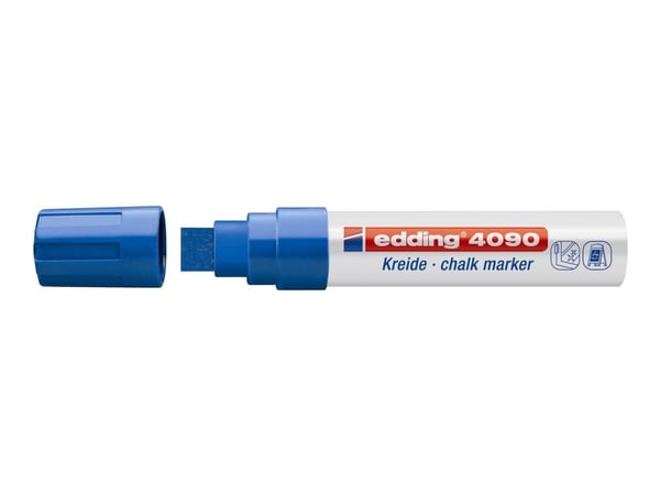 edding 4090 chalk - Markør - for glass, speil, krittbrett - svart, rød, blå, fluorescerende lysegrønn (fluorescent light green) - vannbasert flyten...