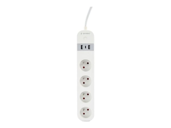Gembird TSL-PS-F4U-01-W - Smart strømstripe - AC 230 V - 3680 watt - Wi-Fi - inngang: Type E - utgangskontakter: 4 (Type E, 2 x USB, USB-C) - 1.5 m...