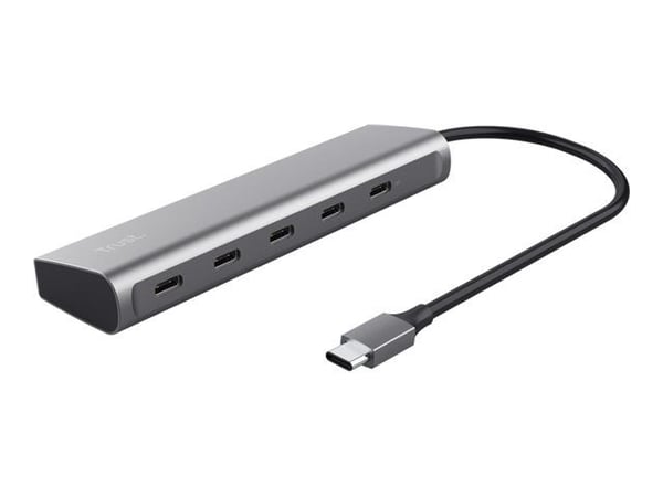 Trust Halyx - Keskitin - 1 x USB-C (läpivienti) + 4 x USB-C 3.2 Gen 1 - pöytätietokoneet