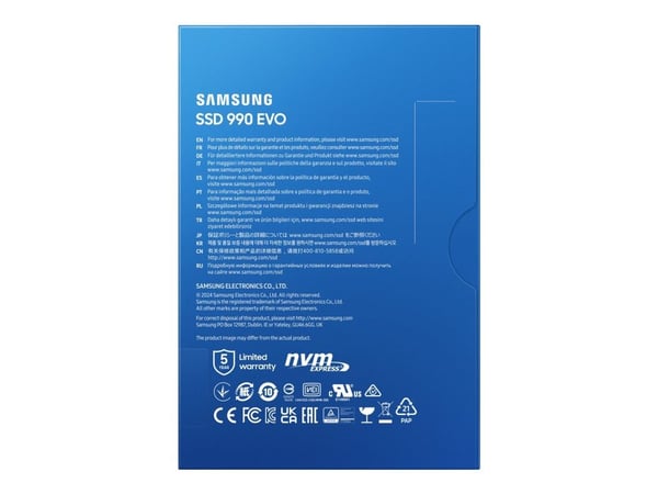 Samsung 990 EVO MZ-V9E2T0BW - SSD - kryptert - 2 TB - intern - M.2 2280 - PCIe 5.0 x2 (NVMe) - 256-bit AES - TCG Opal Encryption 2.0