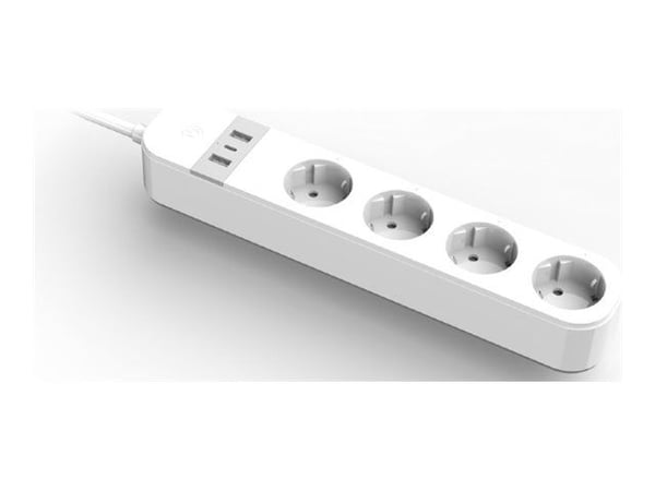 Gembird TSL-PS-S4U-01-W - Smart kraftlist - AC 230 V - 3680 watt - Wi-Fi - ingång: Typ F - utgångskontakter: 4 (Typ F, 2 x USB, USB-C) - 1.5 m slad...