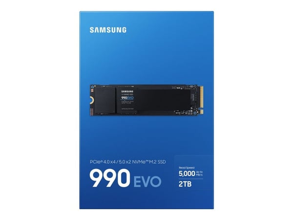 Samsung 990 EVO MZ-V9E2T0BW - SSD - kryptert - 2 TB - intern - M.2 2280 - PCIe 5.0 x2 (NVMe) - 256-bit AES - TCG Opal Encryption 2.0