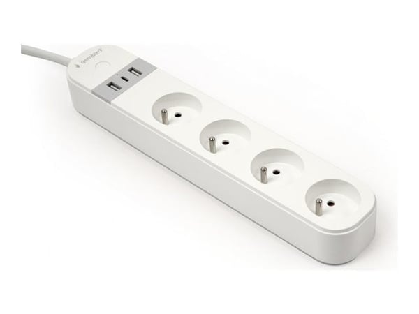 Gembird TSL-PS-F4U-01-W - Smart strømstripe - AC 230 V - 3680 watt - Wi-Fi - inngang: Type E - utgangskontakter: 4 (Type E, 2 x USB, USB-C) - 1.5 m...