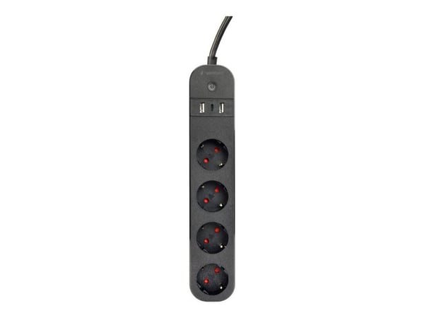 Gembird TSL-PS-S4U-01 - Smart kraftlist - AC 230 V - 3680 watt - Wi-Fi - ingång: Typ F - utgångskontakter: 4 (Typ F, 2 x USB, USB-C) - 1.5 m sladd ...
