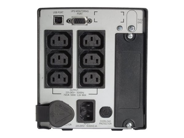 APC Smart-UPS 750 - UPS - AC 230 V - 500 watt - 750 VA - USB - utgangskontakter: 6 - svart