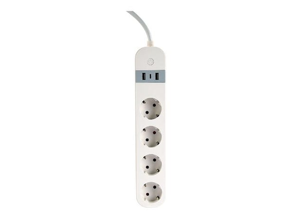 Gembird TSL-PS-S4U-01-W - Smart kraftlist - AC 230 V - 3680 watt - Wi-Fi - ingång: Typ F - utgångskontakter: 4 (Typ F, 2 x USB, USB-C) - 1.5 m slad...