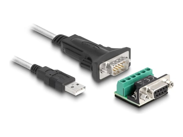 DeLOCK 63465, Musta, Läpinäkyvä, 1,8 m, USB A-tyyppi, DB-9, Uros, Uros