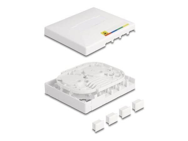 Delockin seinäasennettava valokuituliitäntärasia FTTH 4 x SC simplex tai LC duplex valkoinen