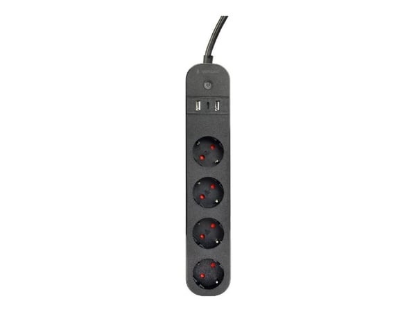 Gembird TSL-PS-S4U-01 - Smart kraftlist - AC 230 V - 3680 watt - Wi-Fi - ingång: Typ F - utgångskontakter: 4 (Typ F, 2 x USB, USB-C) - 1.5 m sladd ...