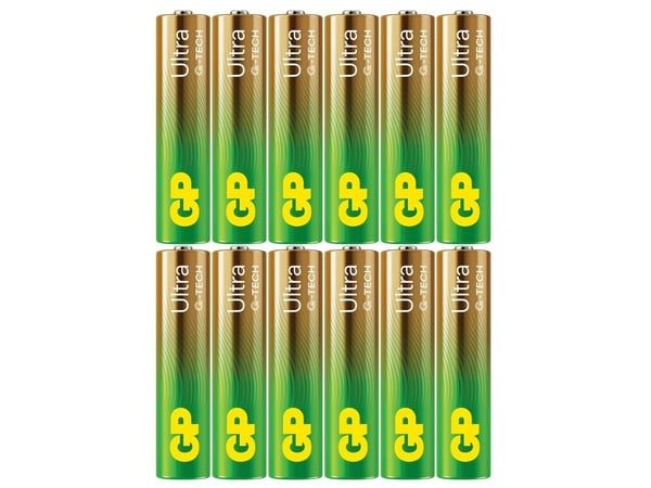 GP Batteries Ultra Alkaline GP24AU, Engangsbatteri, AAA, Alkalinsk, 1,5 V, 12 stykker, Cd (kadmium), Hg (kvikksølv)