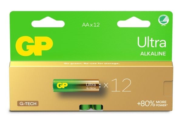 GP Batteries Ultra Alkaline GP15AU, Engangsbatteri, AA, LR06, Alkalinsk, 1,5 V, 12 stykker, Cd (kadmium), Hg (kvikksølv)