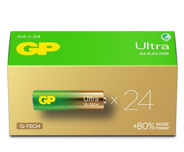 GP Batteries Ultra Alkaline GP15AU, Engangsbatteri, AA, LR06, Alkalinsk, 1,5 V, 24 stykker, Cd (kadmium), Hg (kvikksølv)