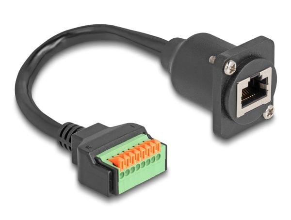 Delock - Nettverkskabel - RJ-45 (hunn) til 8-pins terminalblokk - 30 cm - 2.8 mm - CAT 5e - trykknapp - svart