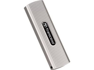 Transcend ESD320A - SSD - kryptert - 2 TB - ekstern (bærbar) - USB 3.2 Gen 2x1 - 256-bit AES - bløtgrå
