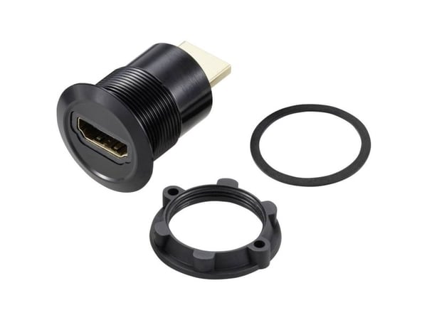 TRU COMPONENTS TC-11980460 HDMI-paneladapter, HDMI-tilkobling, HDMI-kontakt, sort, 1 stk