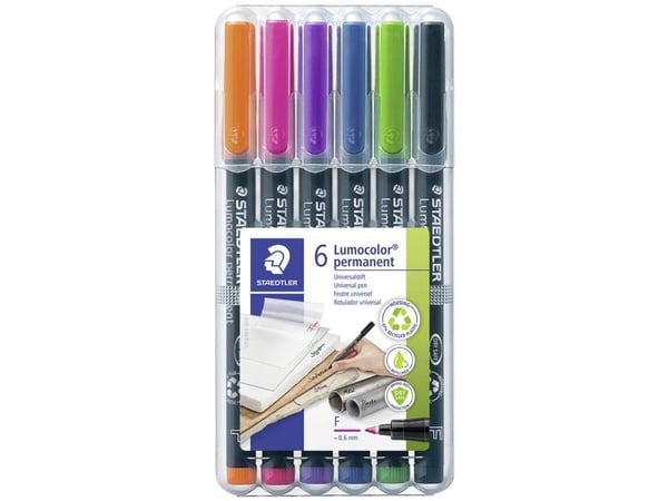Staedtler Lumocolor® permanent 0,6 mm värit - (6 kpl)