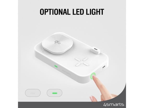 4smarts Trident - Trådløst ladestativ - Qi2 + AC-strømadapter - 25 watt - 1 A - 2 utgangskontakter (USB-C) - hvit
