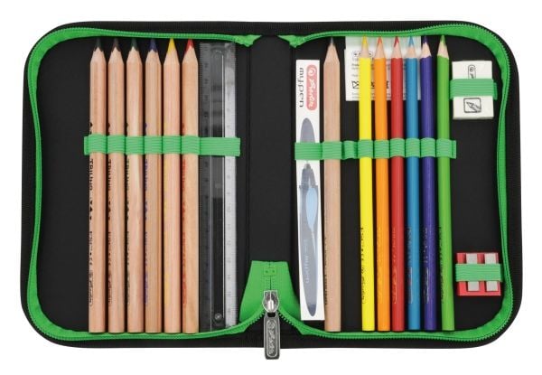 Herlitz SoftLight Plus Greenline Explorer, Lunchboks, Pennal, Pencil pouch, Skolesekk, Sportsbag, Gutt, Barneskole, Ryggsekk, 18 l, Forlomme, Sidel...