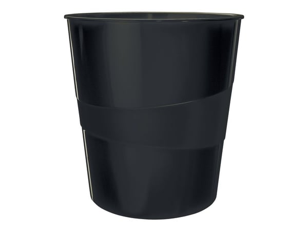 Leitz WOW - Avfallskurv - 15 L - håndtak - polypropylen (PP) - svart
