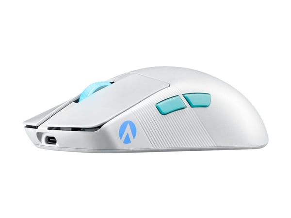 ASUS ROG Harpe Ace - Aim Lab Edition - mus - optisk - 5 knapper - kablet, trådløs - USB, Bluetooth 5.1, 2.4 GHz - USB ROG Omni trådløs mottaker - hvit
