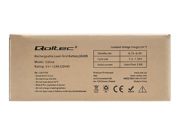 Qoltec 53048 - UPS-batteri - 1 x batteri - blysyre - 12 Ah