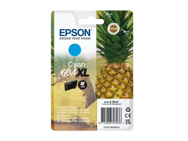 Epson 604XL - 4 ml - syaani - alkuperäinen - läpipainopakkaus, jossa RF/akustinen hälytys - värikasetti - Expression Home XP-2200, 2205, 3200, 3205...