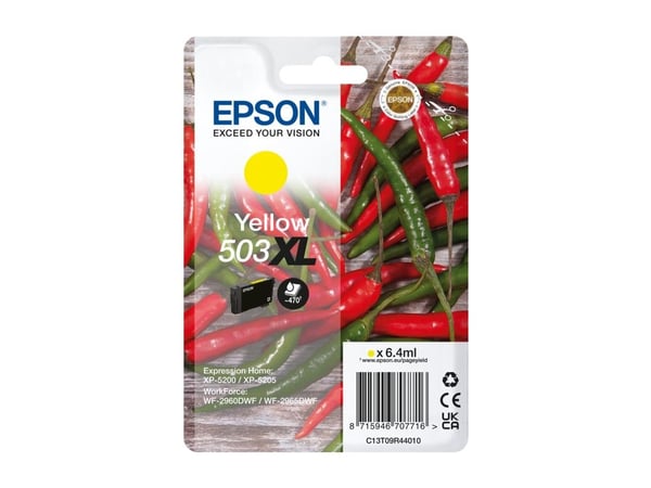 Epson 503XL Singlepack - 6.4 ml - XL - gul - original - blære med RF/lyd-alarm - blekkpatron - for Expression Home XP-5200, XP-5205; WorkForce WF-2...