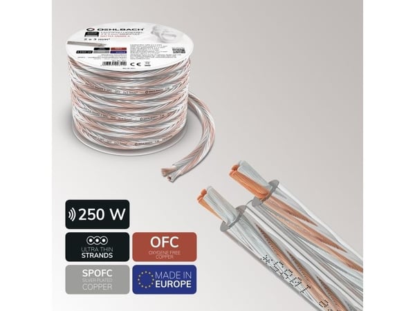 OEHLBACH Cavo per altoparlanti 2 x 3 mm² Trasparente D1C351 1 pz., Oksygenfritt kobber, 4 m, Gjennomsiktig