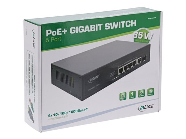 InLine 32305R, Uhåndtert, Gigabit Ethernet (10/100/1000), Strøm over Ethernet (PoE)