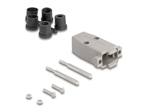 Delock - Koblerhette - plastic, for 9 pin male / female with rubber seals - grå