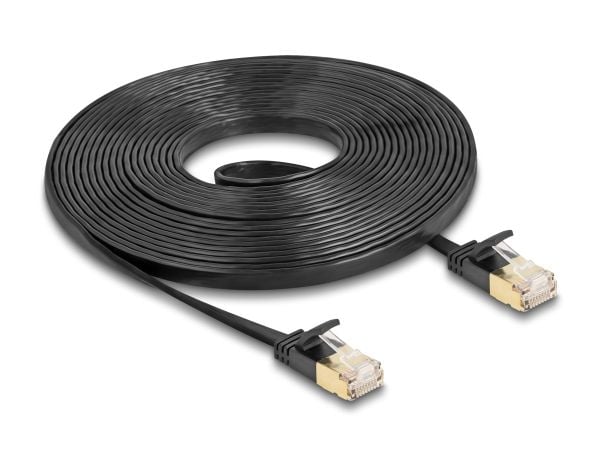 Delock - Nettverkskabel - RJ-45 (hann) til RJ-45 (hann) - 5 m - U/FTP - CAT 7 (kabel) / CAT 6a (kontakter) - uten hindringer, flat, robust latch - ...