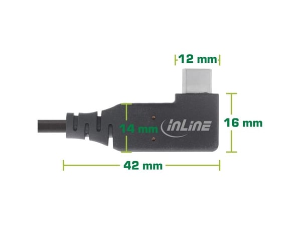 USB4 cable, USB Type-C, one side angled, PD 240W, 8K60Hz, TPE black, 1.5m
