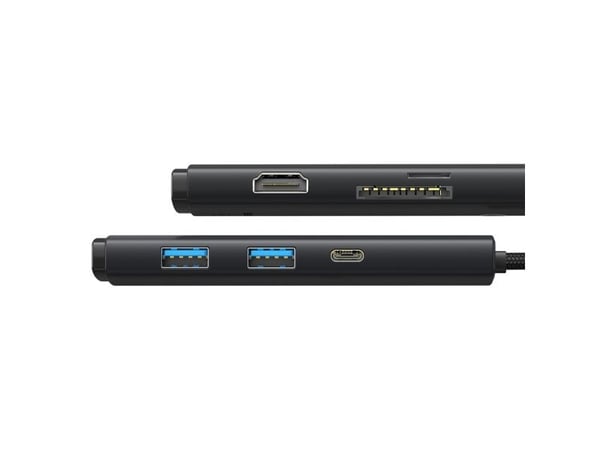 Baseus WKQX050001, USB Type-C, HDMI, USB 3.2 Gen 1 (3.1 Gen 1) Type-A, USB Type-C, MicroSD (TransFlash), SD, 5000 Mbit/s, 2160p, musta