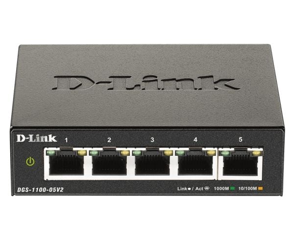 D-Link DGS 1100-05V2 - Switch - smart - 5 x 10/100/1000 - stasjonær - AC 100/240 V