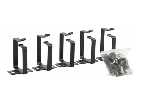 Lanview by Logon - Kabelkrok - aluminum, 44 x 60 mm - skapmonterbar - svart, RAL 9005 - 1U - 19" (en pakke 5 deler)