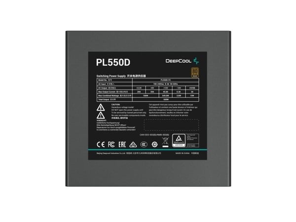 Deepcool PL550D - Nätaggregat (intern) - ATX12V 3.1/ EPS12V - 80 PLUS Bronze - Cybenetics Silver - AC 100-240 V - 550 Watt - aktive PFC - Europa - ...
