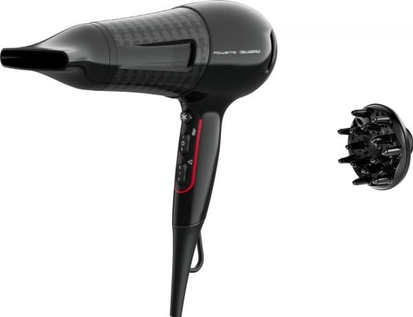 Rowenta x Karl Lagerfeld CV591L Powerline Hair Dryer 2100W with Ion Booster and Thermo Control - Black/Red